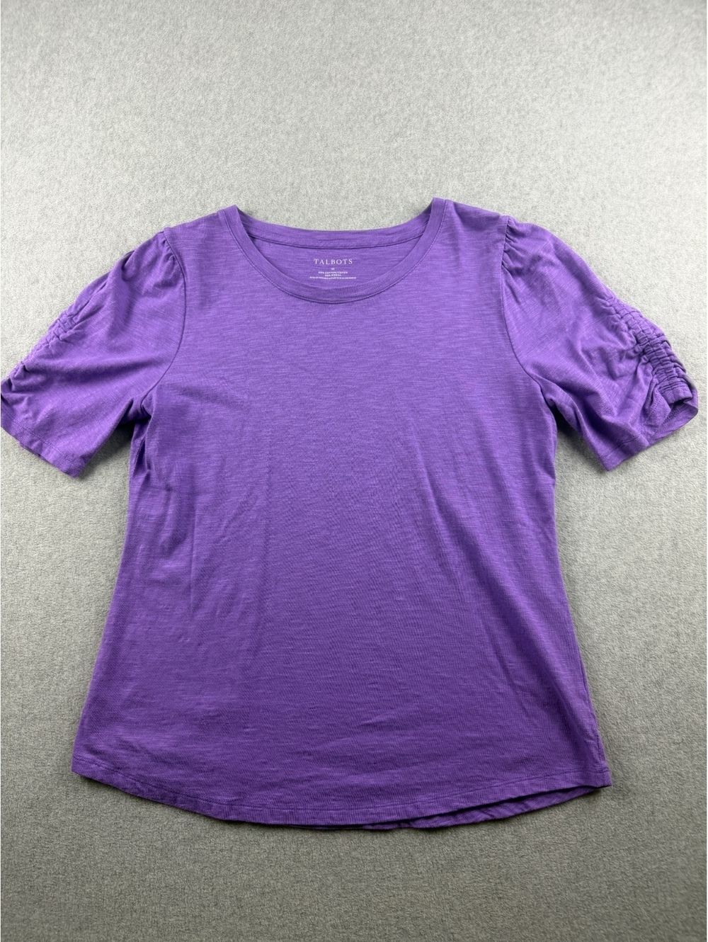 Talbots cotton blend purple cinched arm tee